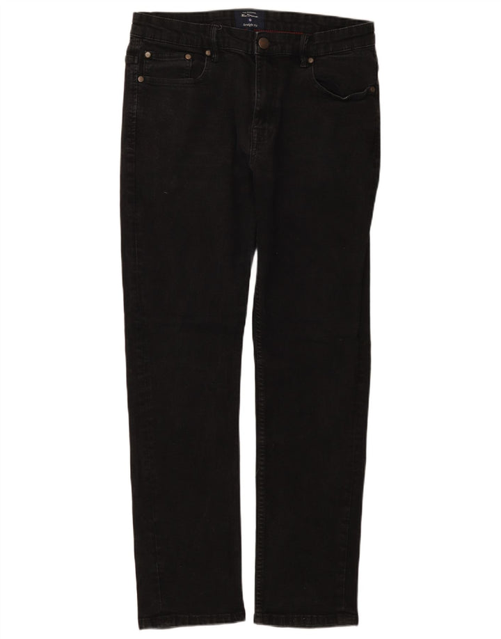 Jeans dritti da uomo Ben Sherman W34 L30 cotone nero