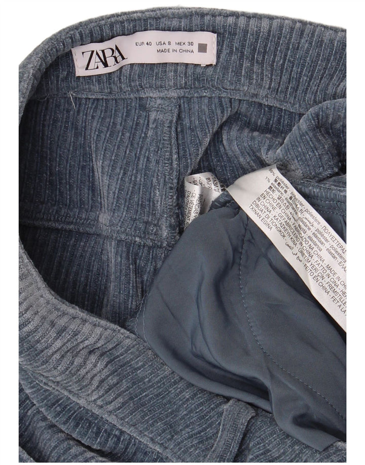 Pantaloni dritti in velluto a coste da donna Zara EU 40 medi W30 L30 poliestere blu