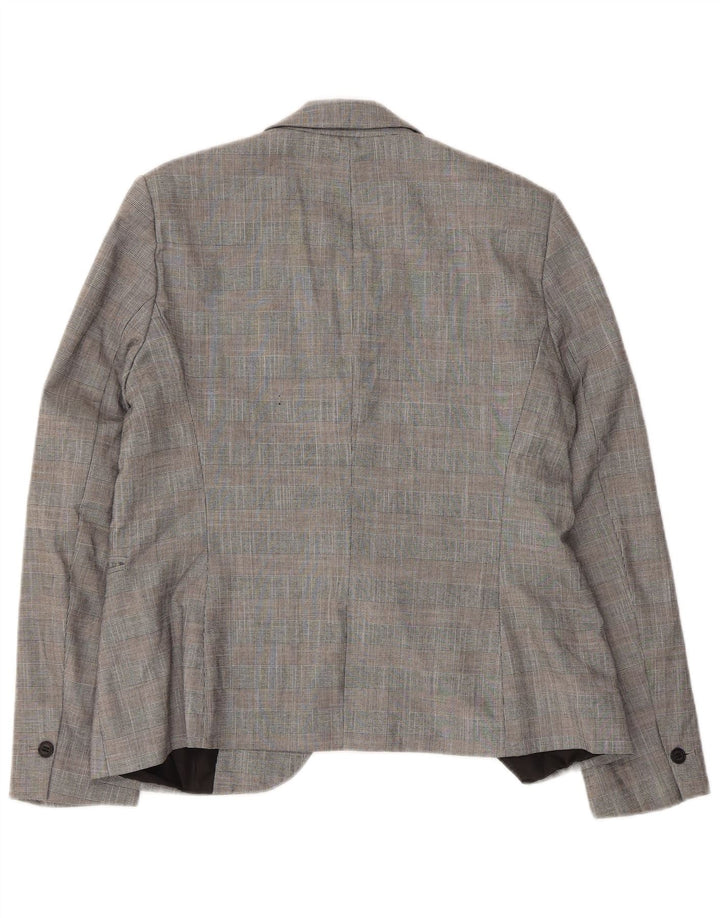 Giacca blazer a 1 bottone da donna Zara EU 42 poliestere a quadri grigio grande