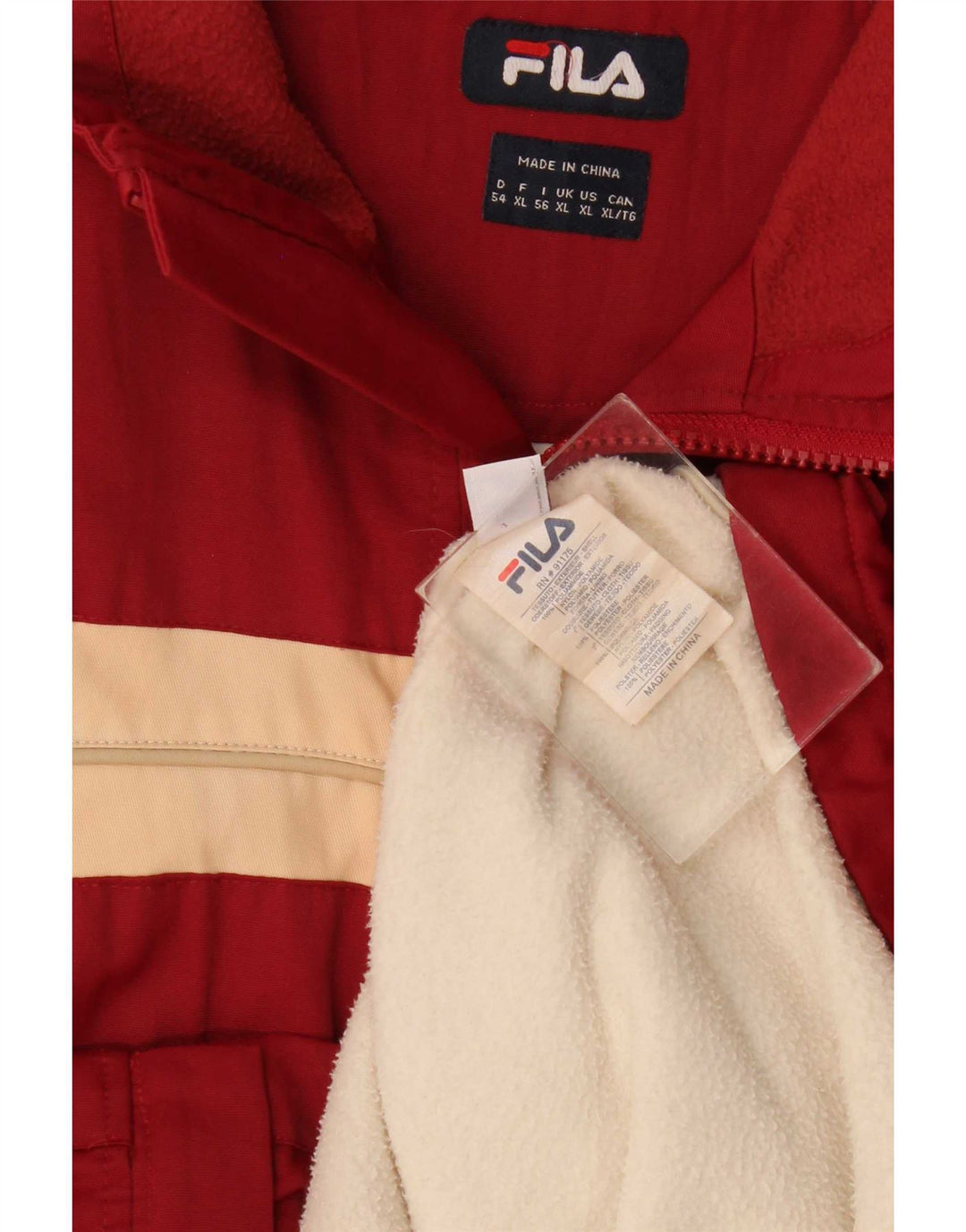 Giacca a vento da uomo Fila UK 42 XL Poliammide color block bordeaux