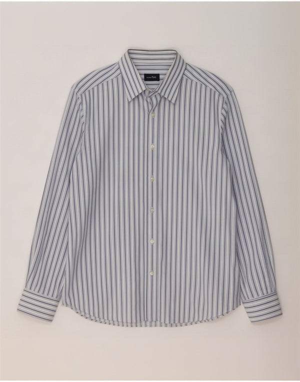 Camicia da uomo Massimo Dutti taglia 44 grande cotone a righe blu