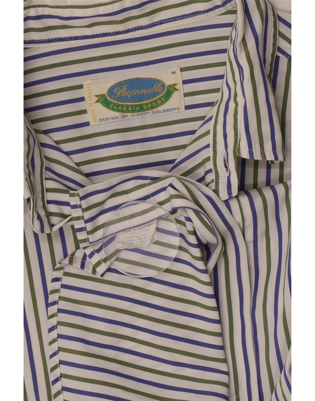 Camicia a maniche corte da uomo Faconnable in cotone a righe bianco sporco medio