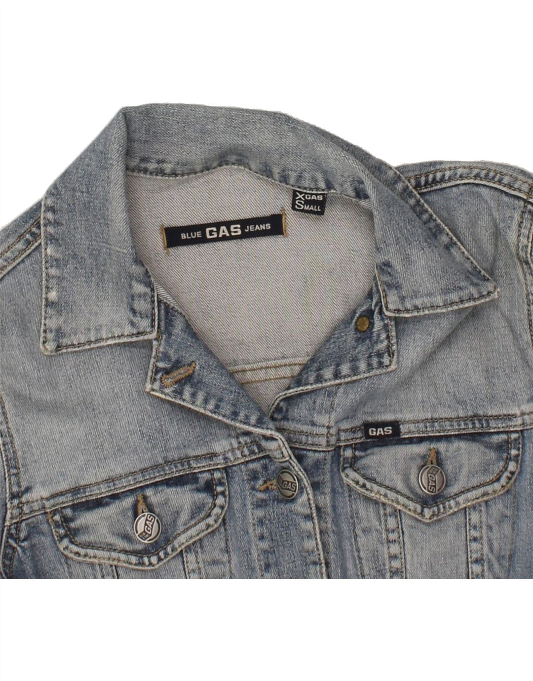 GAS Womens Crop Denim Jacket UK 6 XS Blue Cotton Vintage Gas and Second-Hand Gas from Messina Hembry 