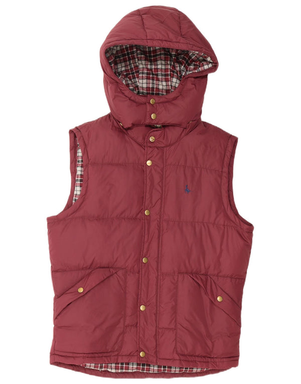 JACK WILLS Gilet imbottito con cappuccio da uomo UK 38 Nylon bordeaux medio