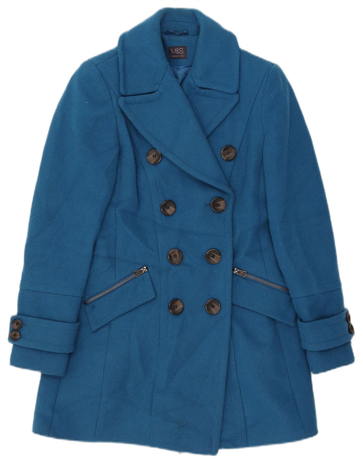 Cappotto doppiopetto da donna Marks & Spencer UK 6 XS poliestere blu