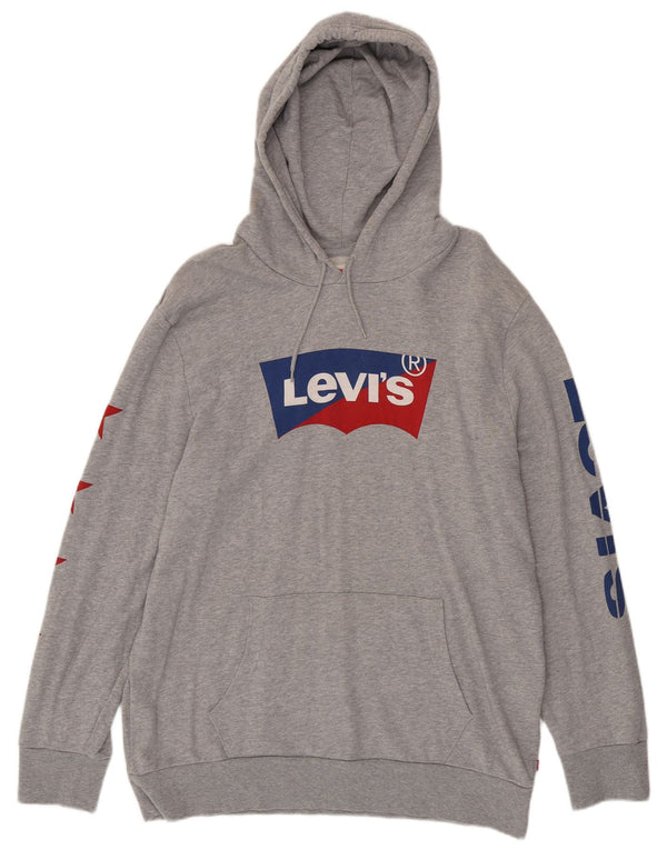 Felpa con cappuccio grafica da uomo LEVI'S XL in cotone grigio