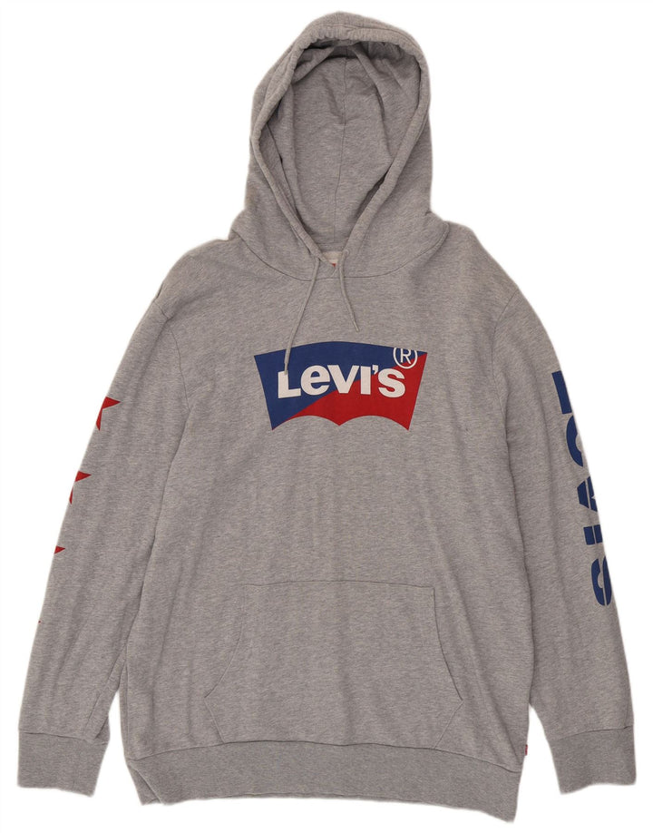 Felpa con cappuccio grafica da uomo LEVI'S XL in cotone grigio