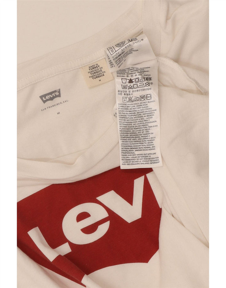 T-shirt grafica da donna Levi's Top UK 12 cotone bianco medio