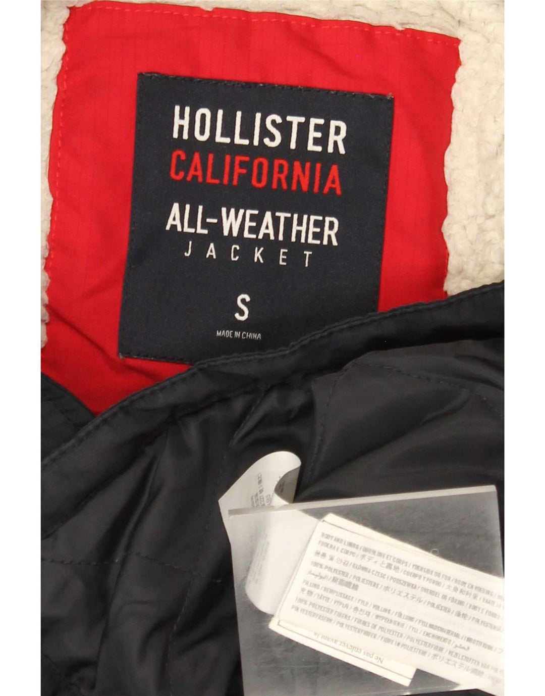 Giacca a vento con cappuccio da uomo Hollister UK 36 Small poliestere blu navy