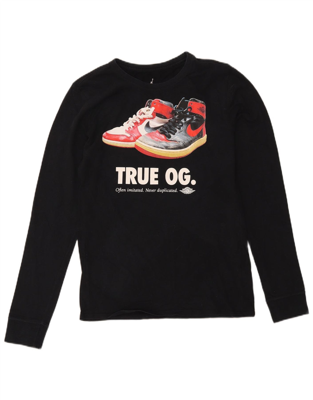 Top grafico da uomo Jordan a maniche lunghe piccolo in cotone nero