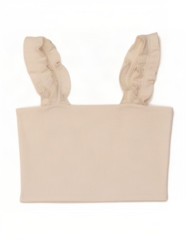 Top corto da donna Zara UK 14 grande bianco