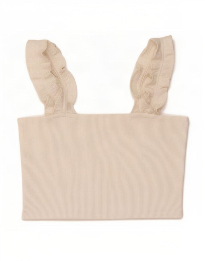 Top corto da donna Zara UK 14 grande bianco