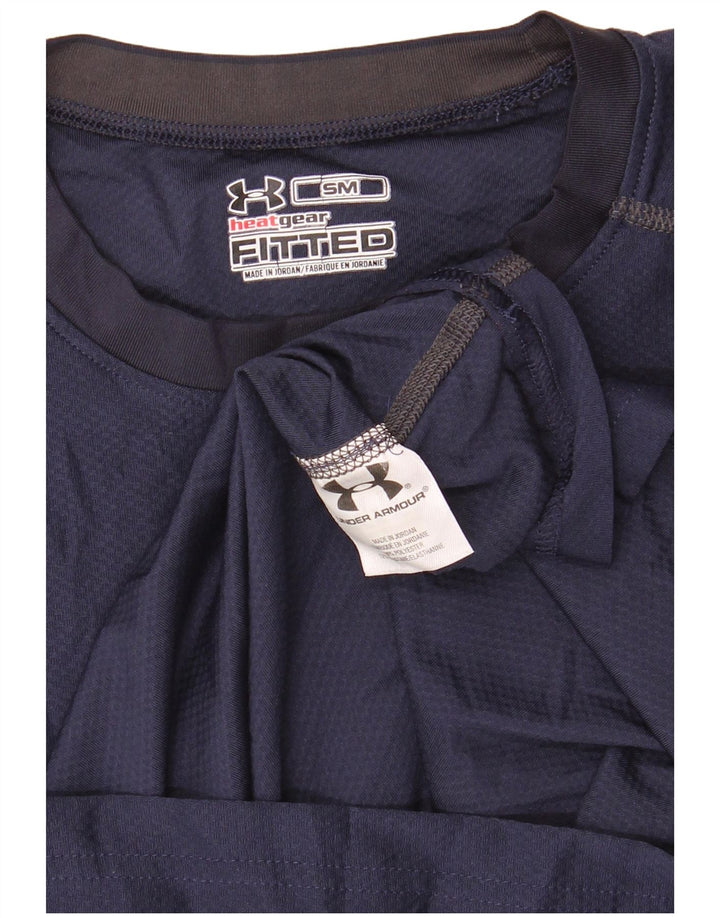 Maglietta Under Armour da uomo Heat Gear Top piccola in poliestere blu navy