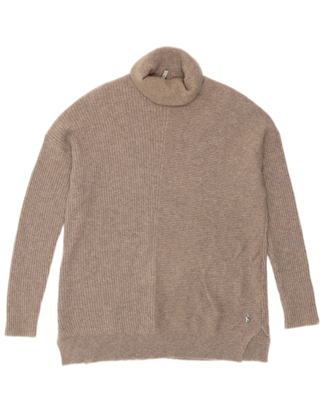 Maglione maglione oversize da donna Joules con collo alto UK 8 piccolo cashmere beige