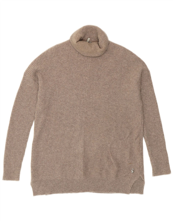 Maglione maglione oversize da donna Joules con collo alto UK 8 piccolo cashmere beige