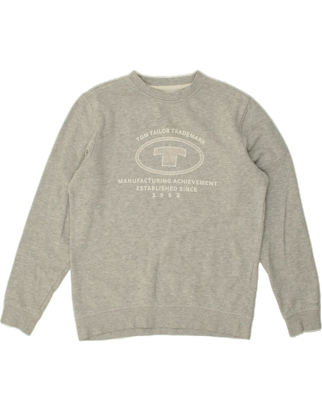 TOM TAILOR Mens Graphic Sweatshirt Jumper Small Grey Cotton Vintage Tom Tailor and Second-Hand Tom Tailor from Messina Hembry 