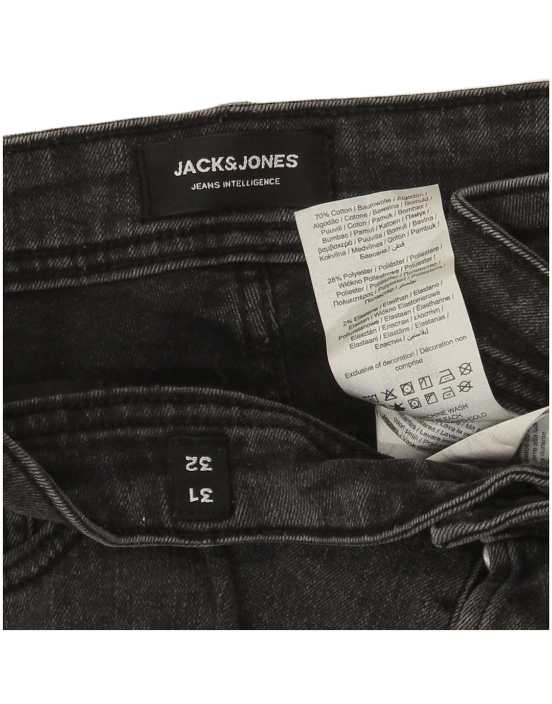 Jeans slim da uomo Jack & Jones W31 L32 cotone grigio