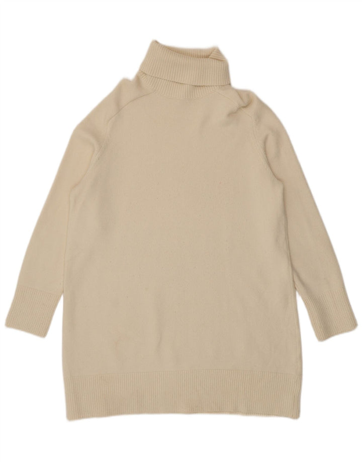 Maglione maglione collo alto da donna Zara UK 16 grande viscosa beige