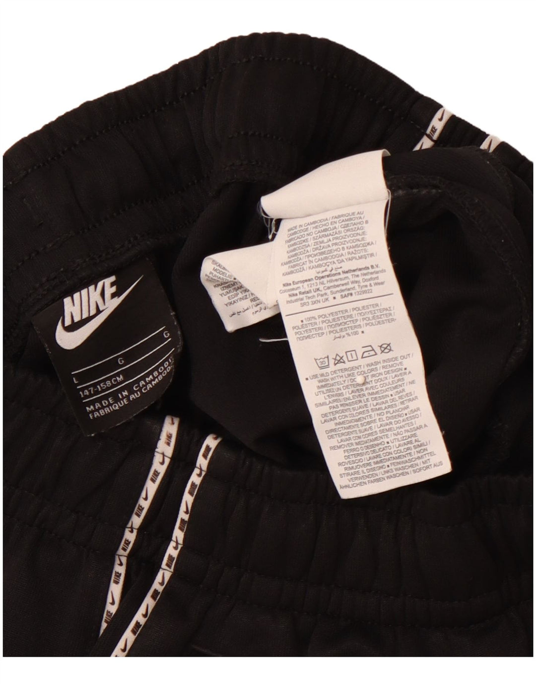 Pantaloncini sportivi con grafica NIKE da ragazzo 12-13 anni Large in poliestere nero