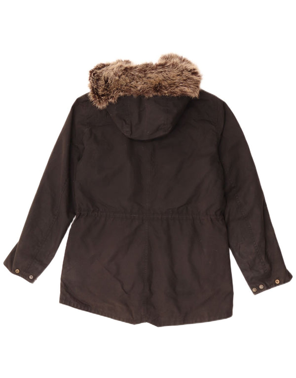 Giacca da donna in cotone cerato con cappuccio Barbour UK 12 medio nero