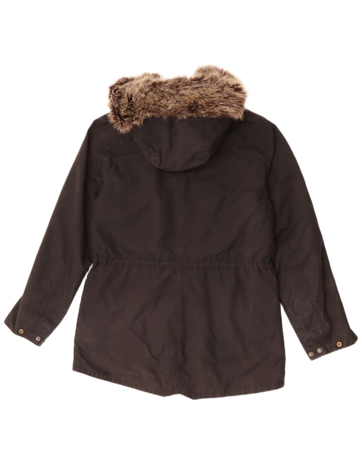 Giacca da donna in cotone cerato con cappuccio Barbour UK 12 medio nero