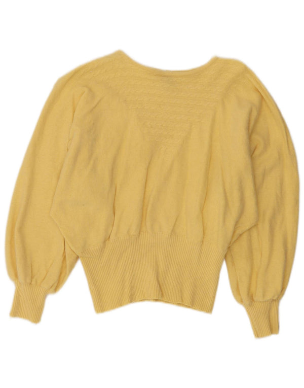 Andre Maurice Maglione da donna con scollo a barca a pipistrello UK 14 Giallo medio