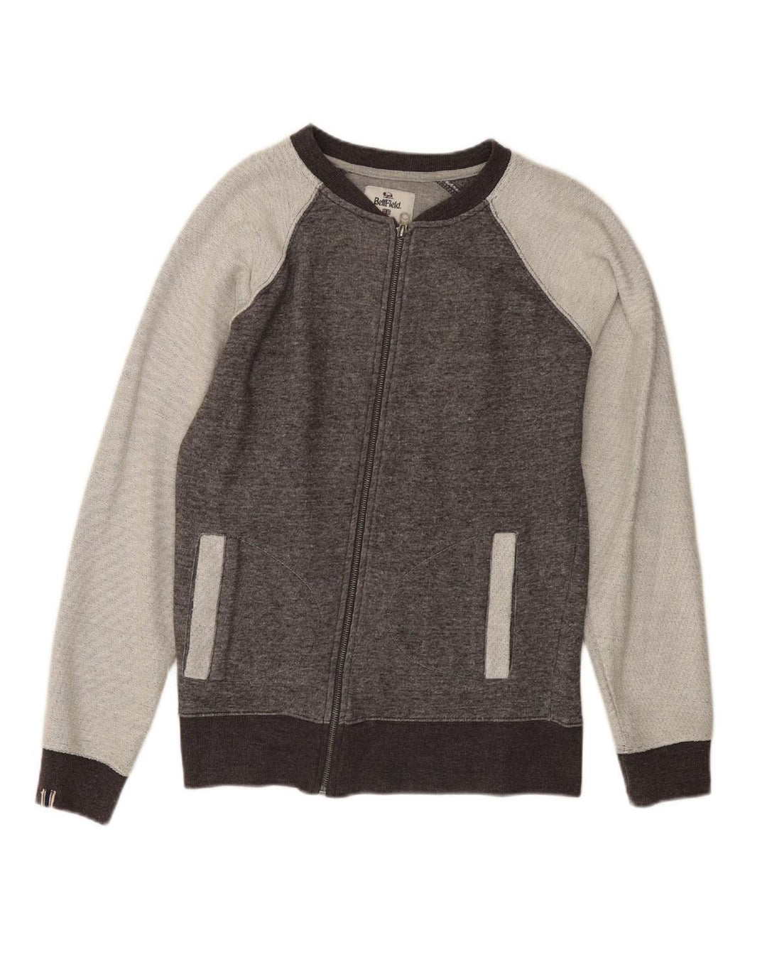 BELLFIELD Mens Tracksuit Top Jacket Medium Grey Colourblock Cotton Vintage Bellfield and Second-Hand Bellfield from Messina Hembry 