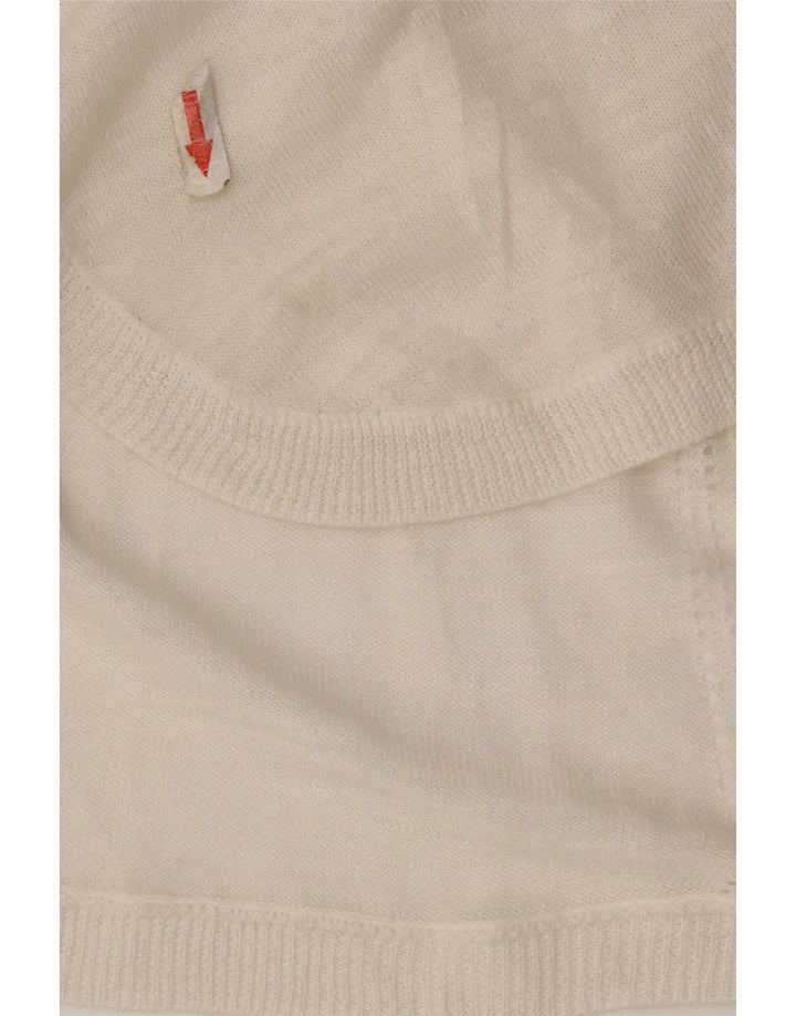 Maglione cardigan aperto lungo da donna Marks & Spencer UK 14 medio bianco