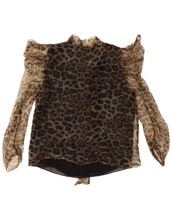 Camicetta da donna Zara Top UK 10 piccola stampa animalier marrone