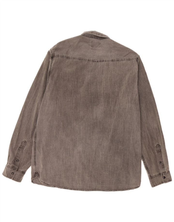 Camicia in denim vestibilità regolare da uomo Zara XL in cotone grigio