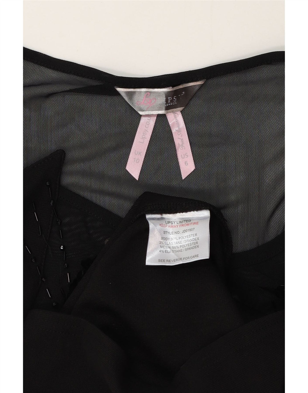 Abito aderente da donna Lipsy UK 10 piccolo poliestere nero