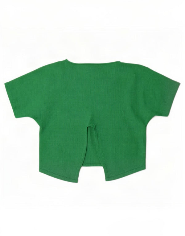 Zara Womens Crop Blouse Top UK 16 Large Green Polyester