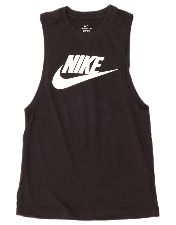 NIKE Mens Graphic Vest Top XS Black Cotton