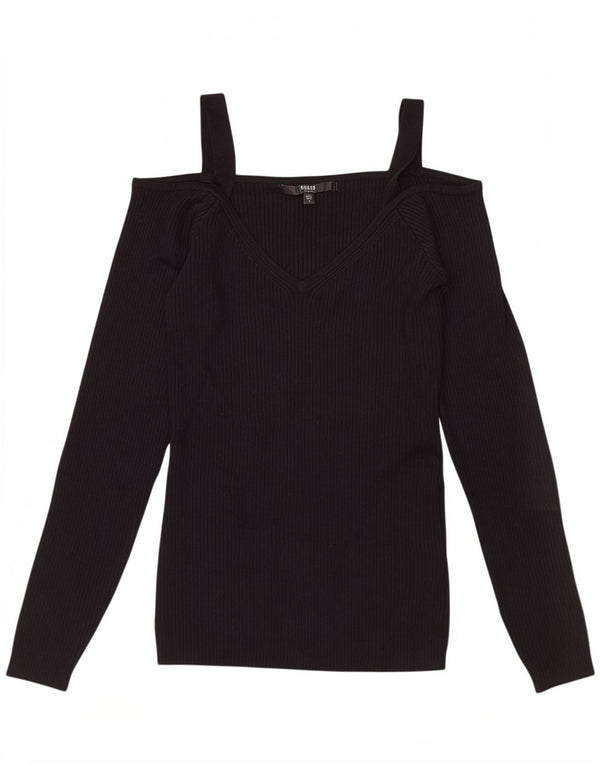 Guess Top da donna con spalle scoperte UK 12 Medium Black Rayon