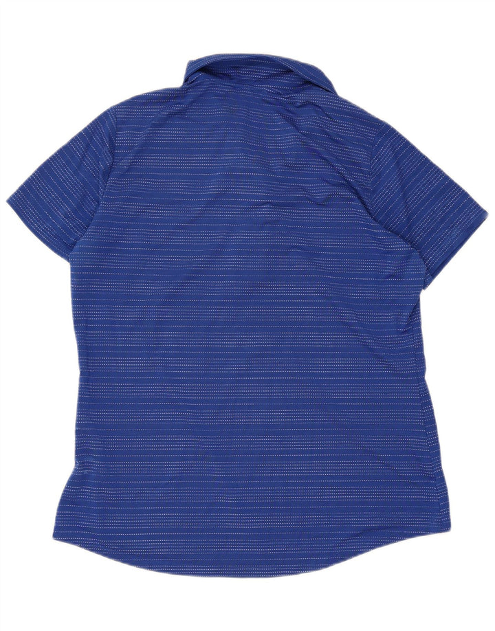 Polo Adidas da donna a manica corta grande in poliestere a righe blu