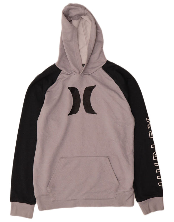 Felpa con cappuccio grafica Hurley per ragazzi 13-14 anni XL Poliestere color block grigio
