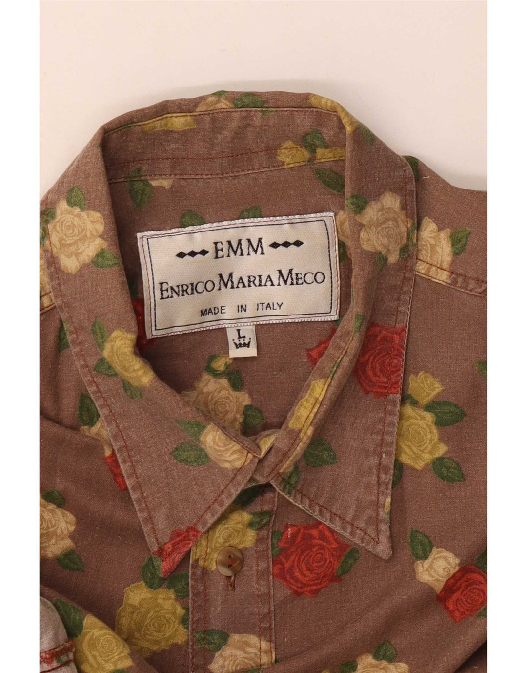 Camicia da uomo vintage grande floreale marrone