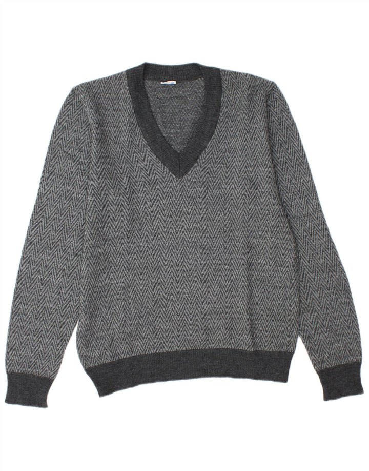 Maglione da uomo con scollo a V ALMIRA piccolo Chevron grigio