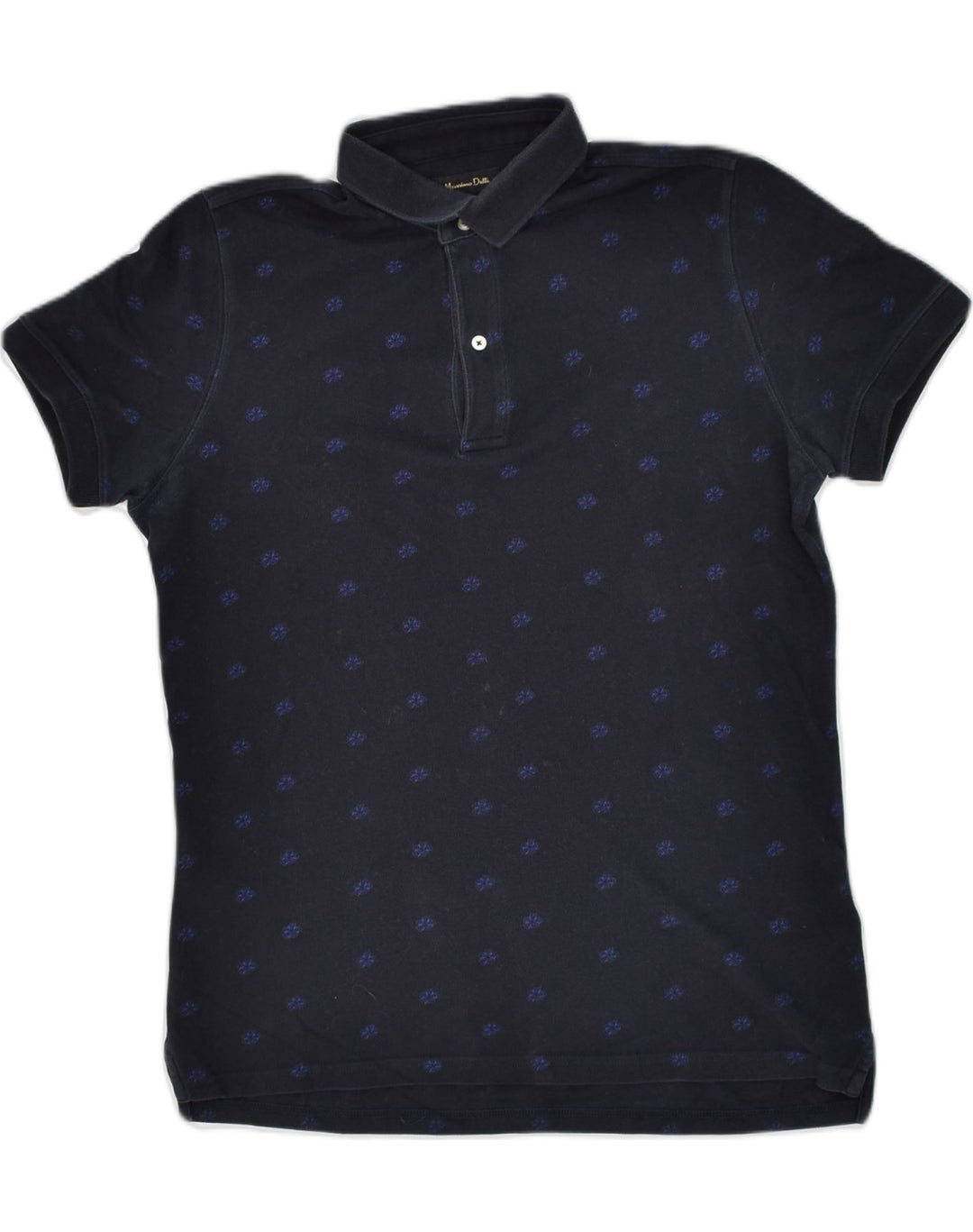 MASSIMO DUTTI Mens Polo Shirt Medium Black Floral Cotton | Vintage Massimo Dutti | Thrift | Second-Hand Massimo Dutti | Used Clothing | Messina Hembry 