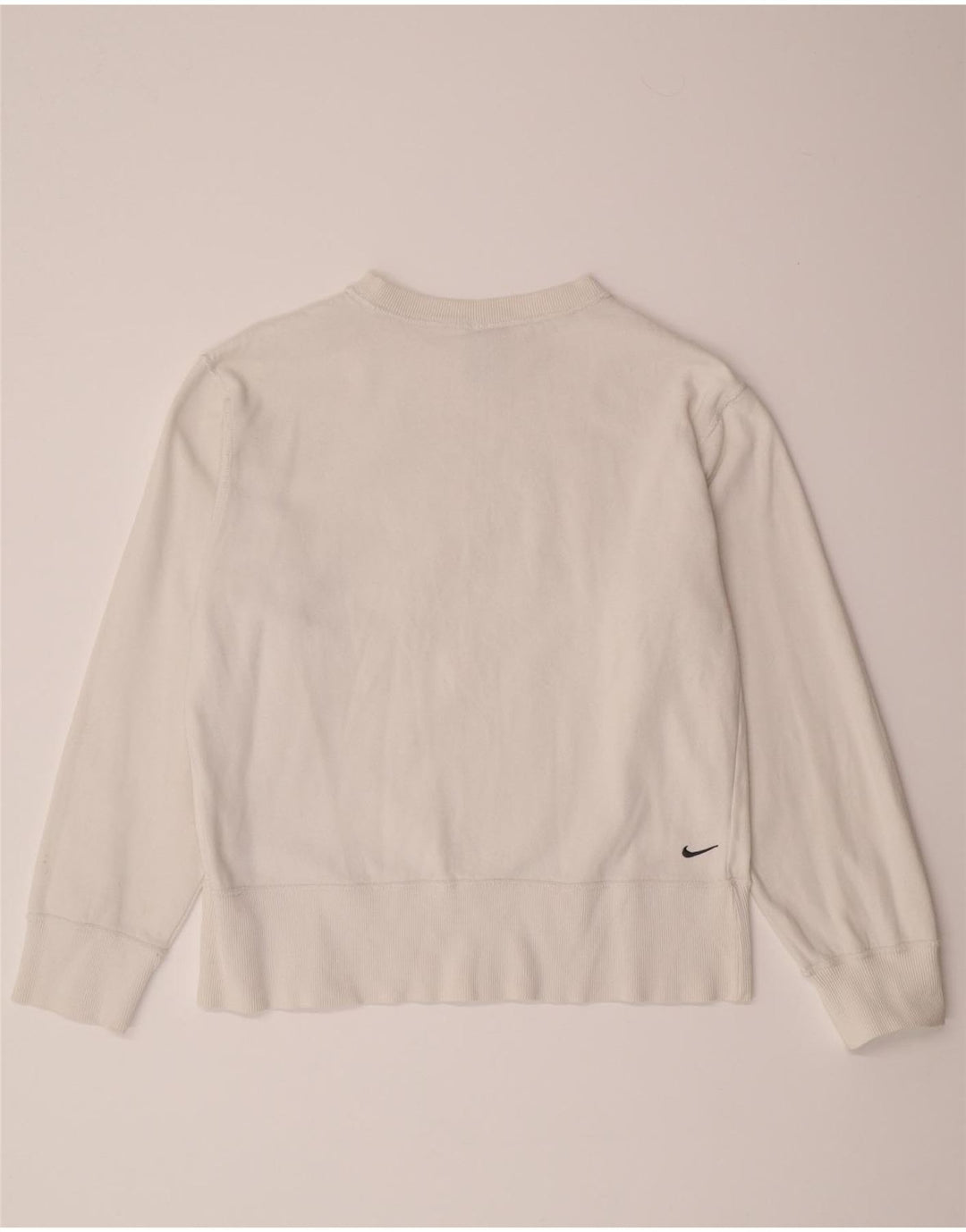 NIKE Womens Graphic Sweatshirt Jumper UK 14/16  Large White Cotton Vintage Nike and Second-Hand Nike from Messina Hembry 