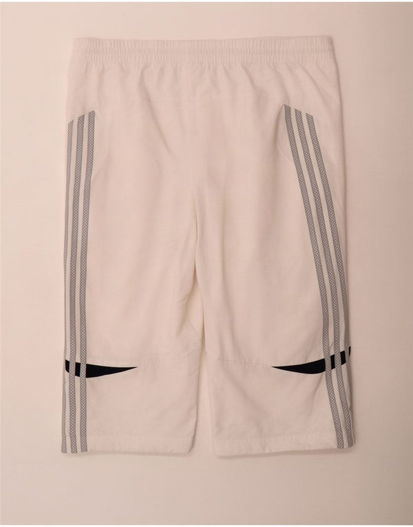 Pantaloncini sportivi da uomo Adidas Bermuda, poliestere color block bianco medio