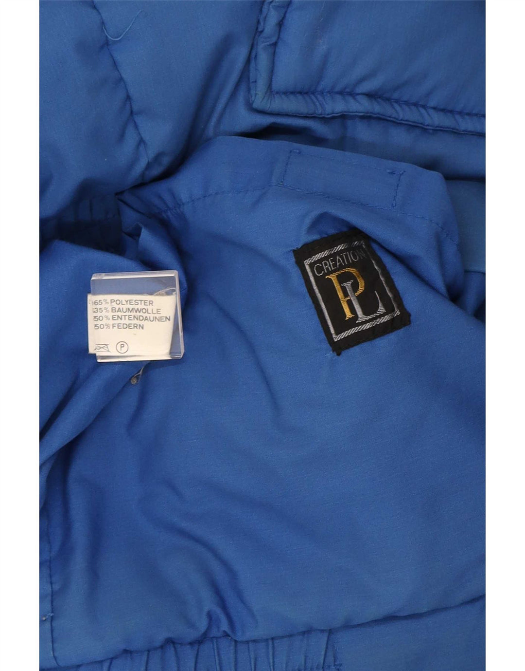 Creation Giacca imbottita con cappuccio da uomo IT 50 Large Blu Poliestere