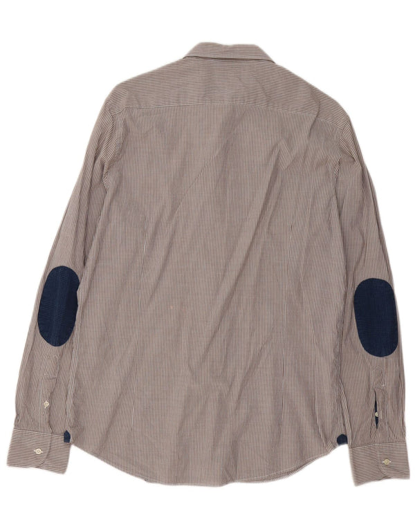 Camicia Uomo Massimo Dutti Grande Cotone Gessato Grigio