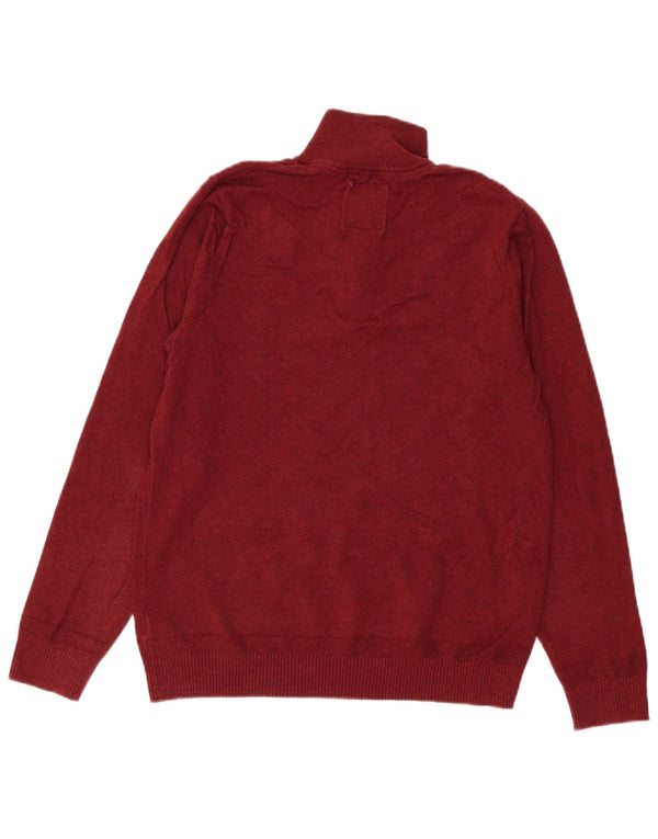 Maglione da uomo con collo con zip Fat Face piccolo in cotone bordeaux