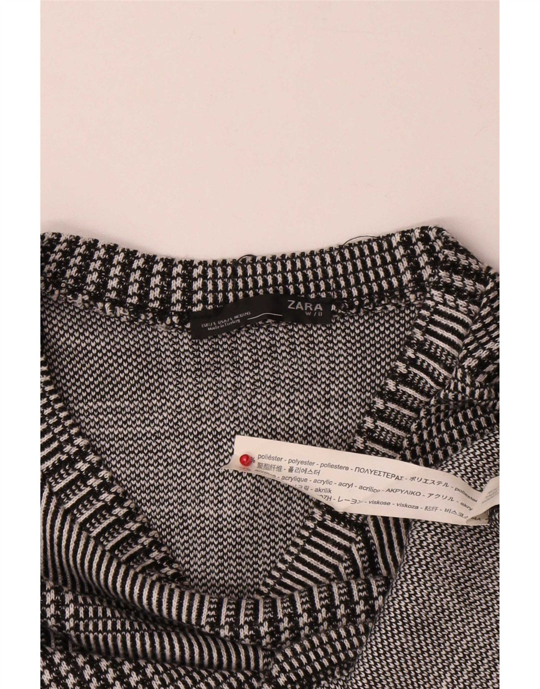 Maglione girocollo oversize da donna Zara UK 10 piccolo grigio a quadri