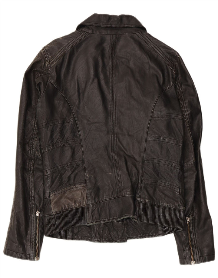 Giacca da motociclista in pelle da donna Bomboogie UK 14 media nera