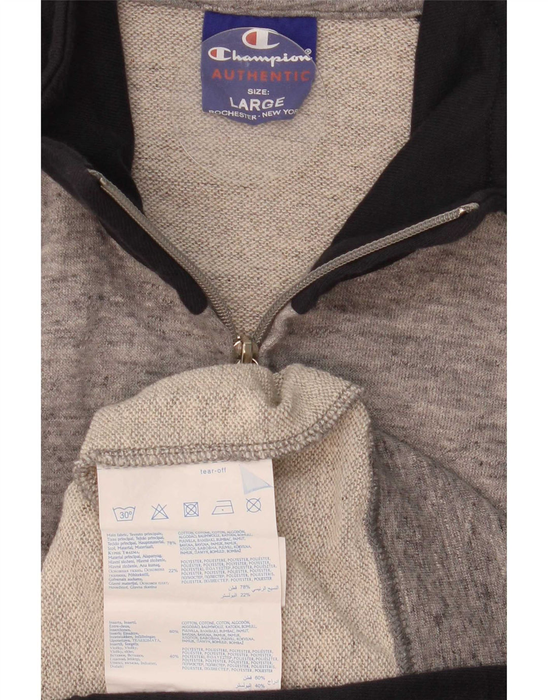 Giacca da tuta da uomo Champion, grande, in cotone color block grigio