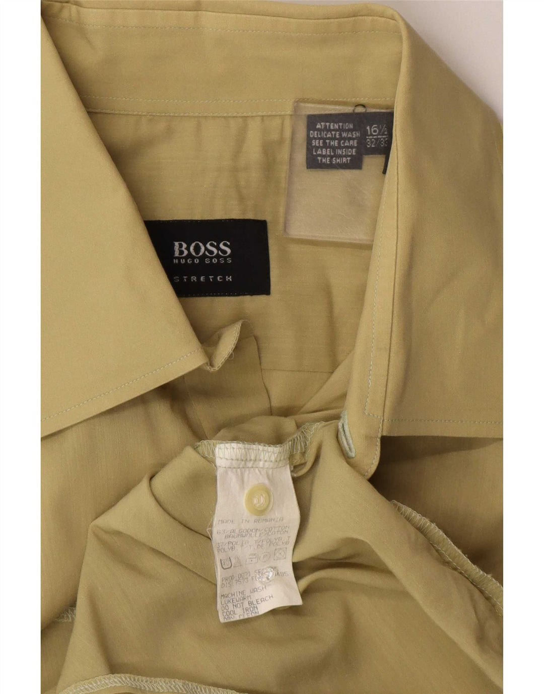 Camicia da uomo Hugo Boss taglia 16 1/2 grande cotone kaki