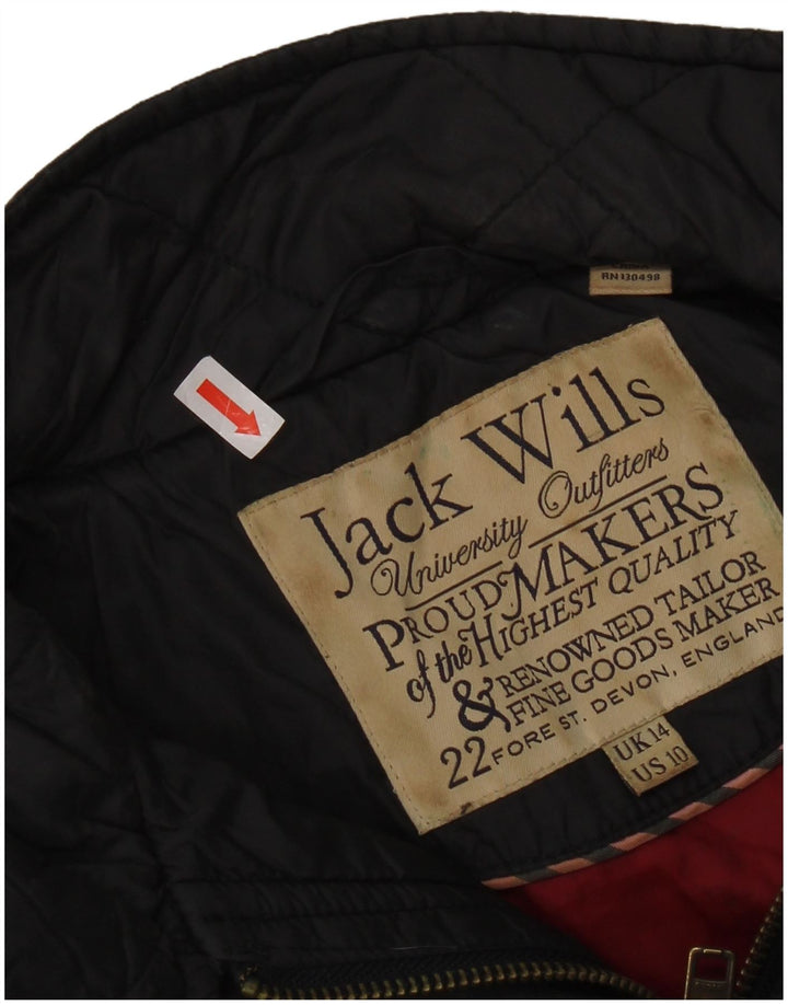 Giacca trapuntata da donna Jack Wills UK 14 grande nylon nero