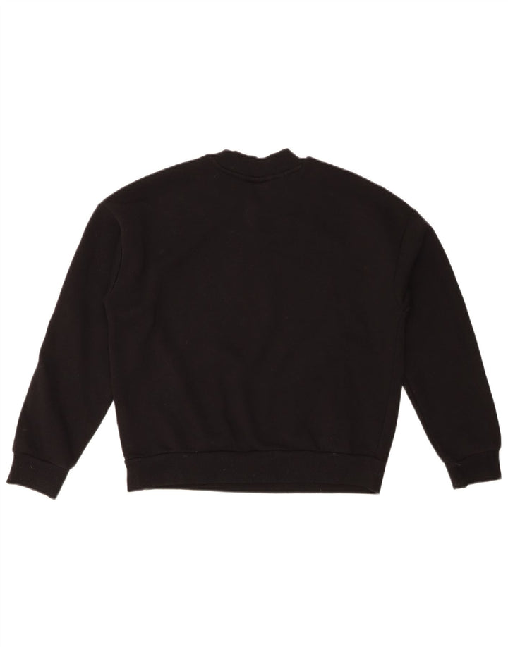 KAPPA Womens Graphic Oversized Sweatshirt Jumper UK 10 Small Black Cotton